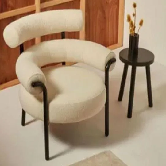 VEROCASA LIVING STEEL AND FABRIC BLACK AND WHITE ARM CHAIRS FURNITURE
