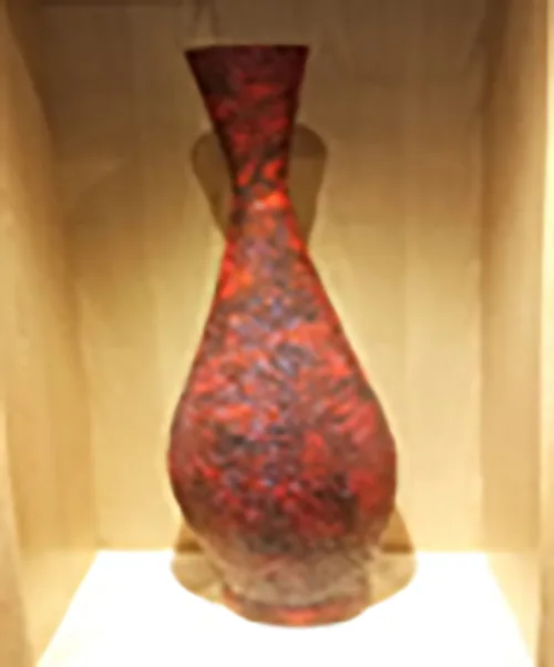 DESROCH DECOR COLOURED DECORATIVE WOOD-RED AND BLACK VASE