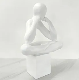 DESROCH DECOR HOMELESS MINIMALIST RESIN THINKER SCULPTURE - WHITE