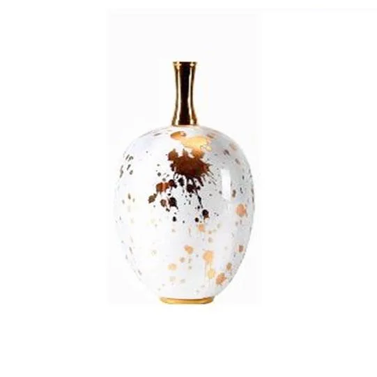DESROCH DECOR WHITE+GOLD CERAMIC VASES & POTS