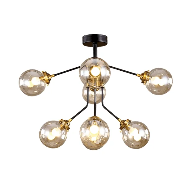 ELMARK BUBBLES CHANDELIER 8XE14 AMBER GLASS