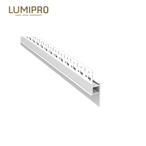 LUMIPRO 2 METER 14X55MM WHITE FINISH RECESSED SKIRTING ALUMINUM PROFILE WITH OPAL MATTE DIFFUSER LP.1455.R.W.2M