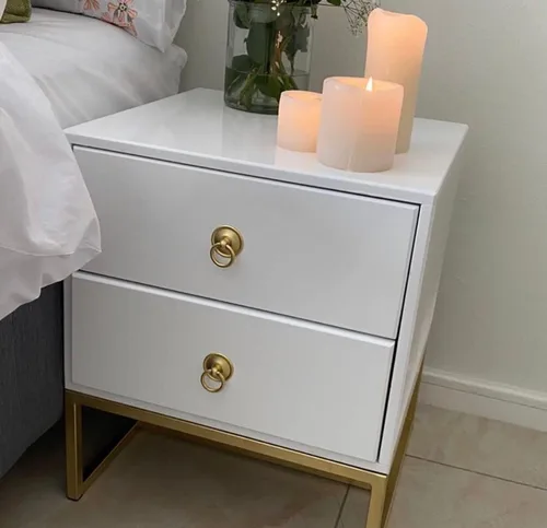 VEROCASA LUXURY FURNITURE BED SIDE TABLE STAINLESS STEEL WIRE DRAWING