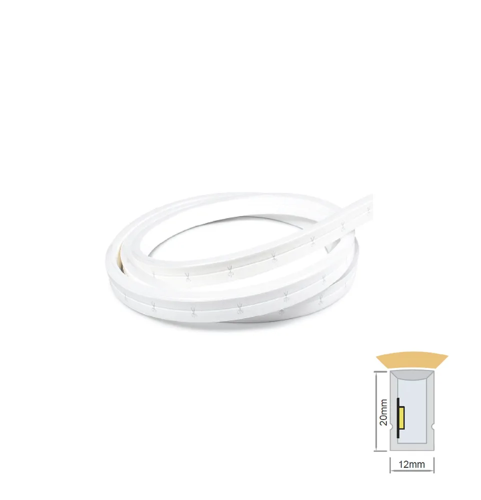 LUMIFLEX SMD 2835 SERIES 12W/M 860LM/M 24VDC 140LED/M 12X20MM IP68 PU SIDE BENDING NEON FLEX