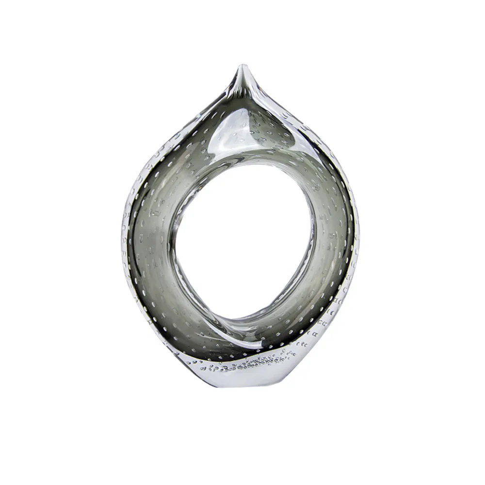 DESROCH DECOR ELBOW GRAY GLASS DECORATIVE ORNAMENT