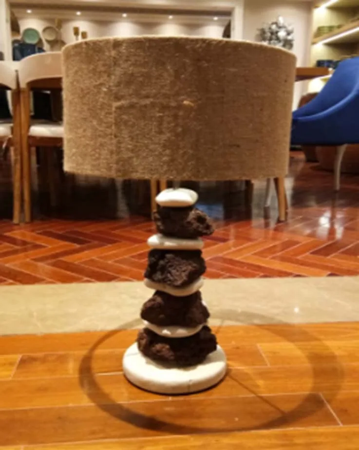 DESROCH DECORATIVE TABLE LAMP WHITE STONE MODERN TABLE LAMP