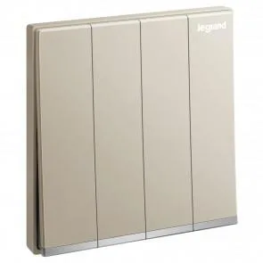 LEGRAND Single pole switch Galion - 16AX 250V~ 4 gang - 2-way - champagne (silver bar)