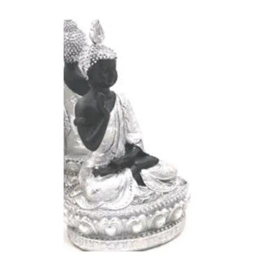DESROCH DECOR HAND PRINTING SILVER RESIN BUDDHA 