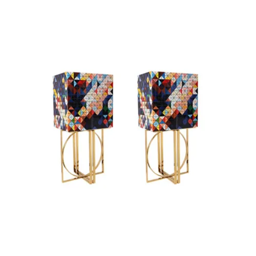 VEROCASA LIVING LUXURY HAND PAINTING AND TAINLESS STEEL CABINET 
