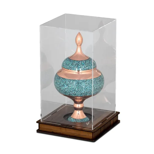 TURQUOISE INLAYING (FIROOZEHKOOBI) PEDESTAL CHOCOLATE