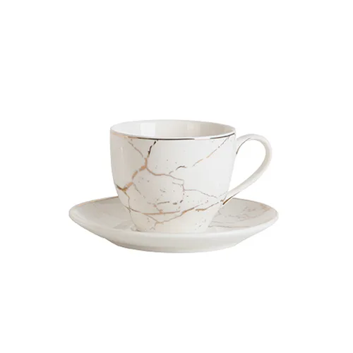 DESROCH HOMEWARES WHITE & GOLDEN CERAMIC COFFEE CUP