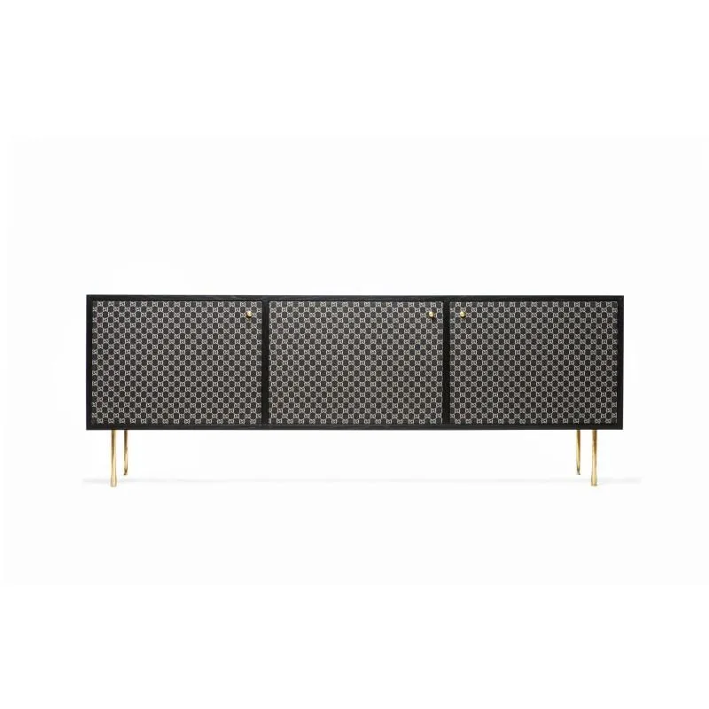 BURNT FINISH WITH PRINTED FABRIC TV UNIT