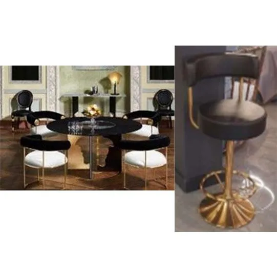 VEROCASA LIVING LUXURY FABRIC AND BRASS BLACKBERRY BLUE DINING CHAIR FURNITURE