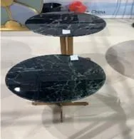 DESROCH BIG FLOWER GREEN MARBLE+BRUSH BRASS STAINLESS STEEL SIDE TABLE - LARGE