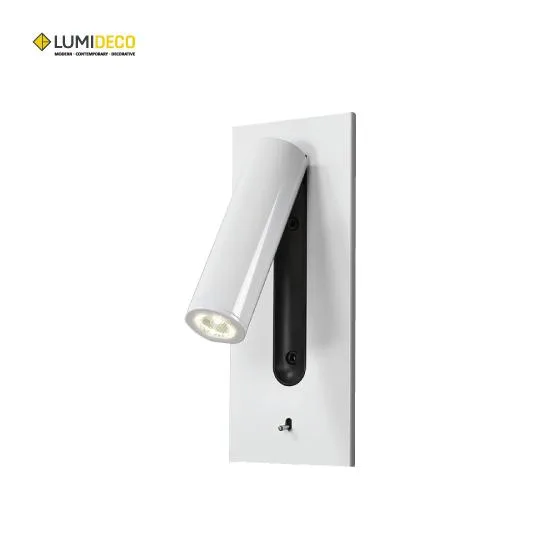 LUMIDECO 3W 3000K MATT WHITE+BLACK BEDSIDE DOCK SWITCH READING LIGHT