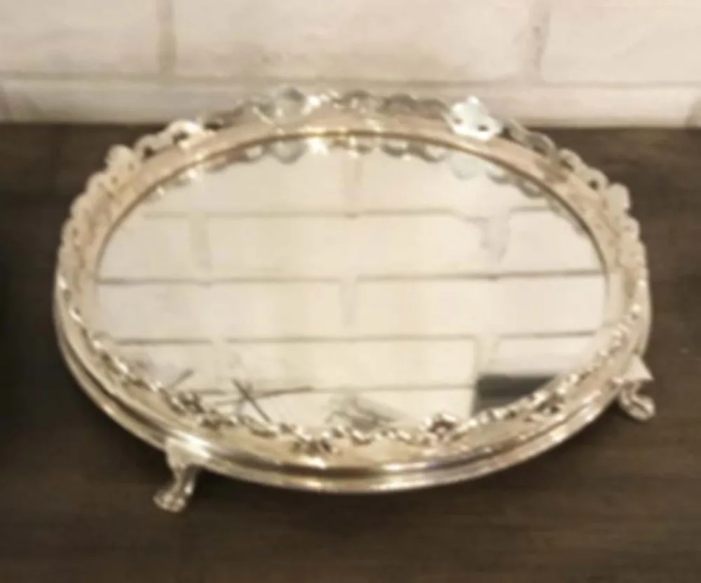 DESROCH DECOR NICKEL PLATED ROUND TRAY